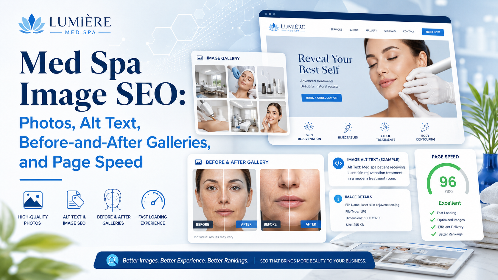 Med Spa Image SEO: Photos, Alt Text, Before-and-After Galleries, and Page Speed article preview by Vistrane